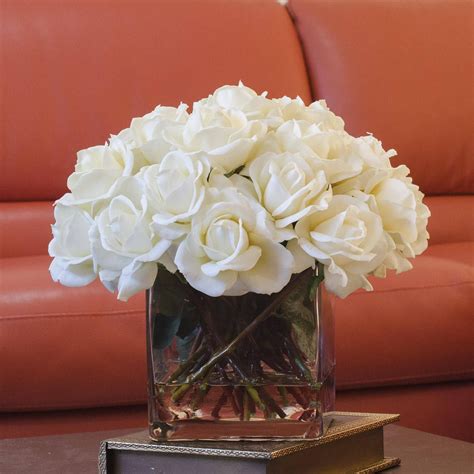 artificial roses in glass vase|realistic artificial roses.